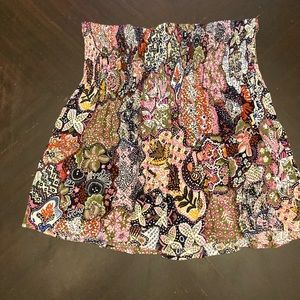 Mosaic Floral Smoked Skirt
